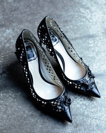 Christian Dior Black Flower Heels