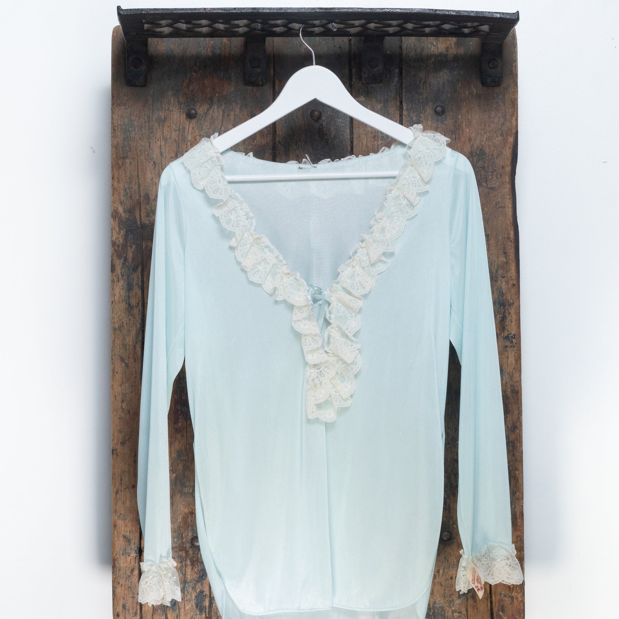 Elizabeth Gordon Baby Blue Deadstock Laced Long Sleeve Size S