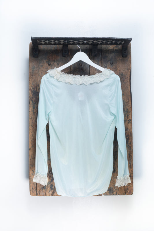 Elizabeth Gordon Baby Blue Deadstock Laced Long Sleeve Size S