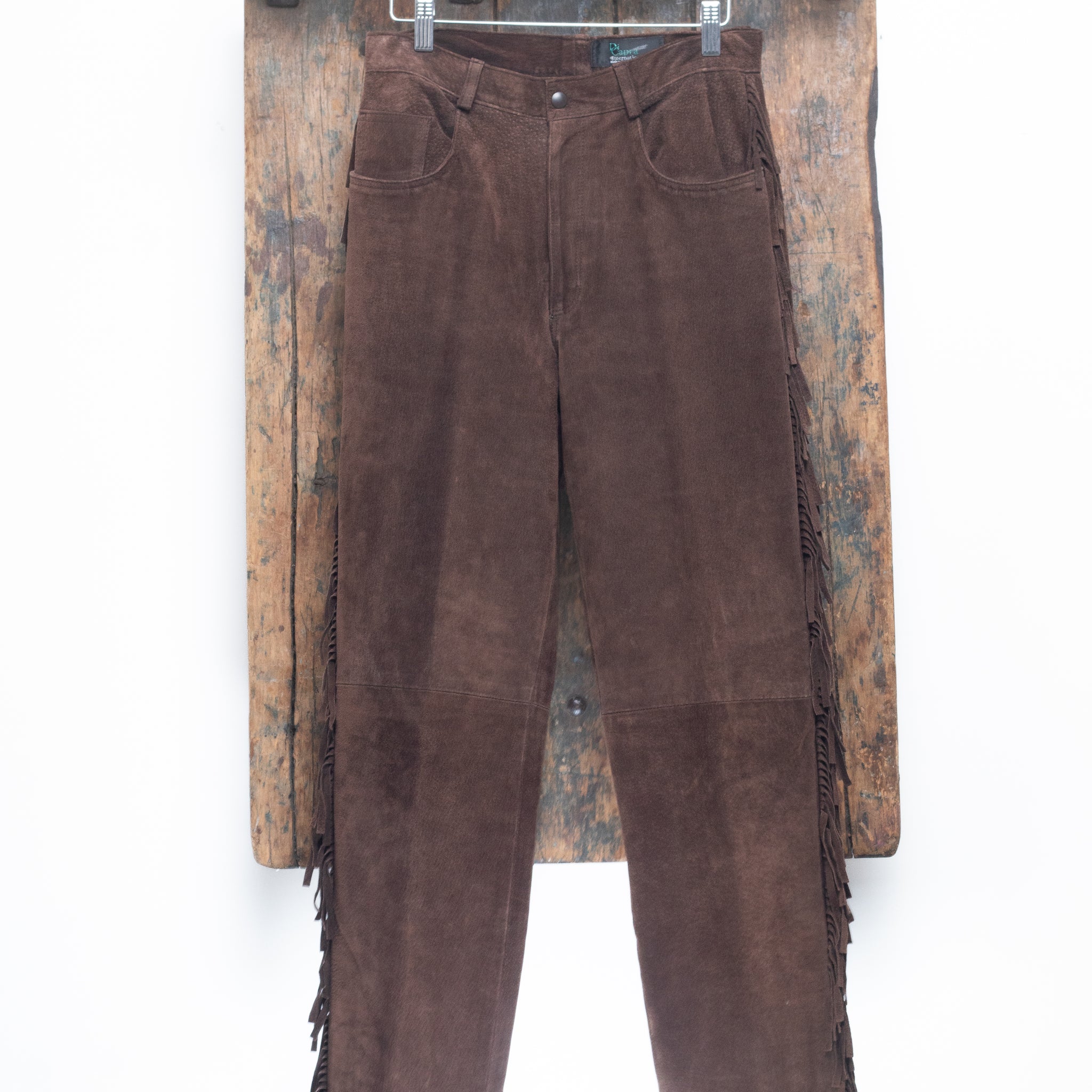 Di Capra International Brown Suede Fringe Pant Size 29