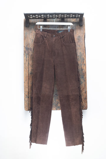 Di Capra International Brown Suede Fringe Pant Size 29