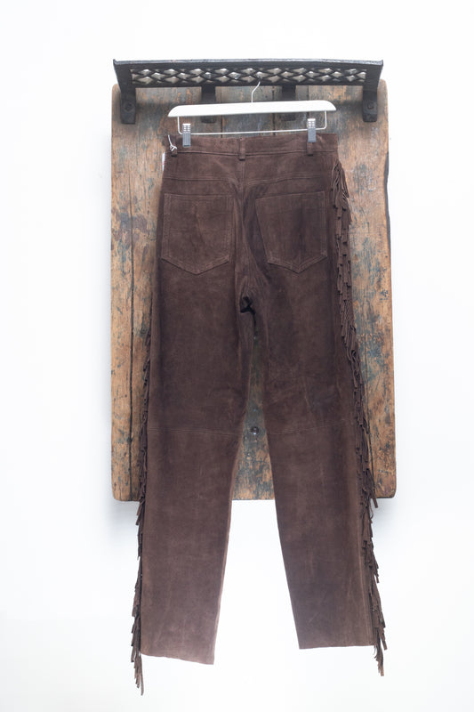Di Capra International Brown Suede Fringe Pant Size 29