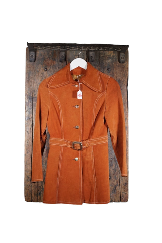 Suede Trench Coat With Belt Size M