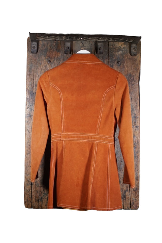 Suede Trench Coat With Belt Size M