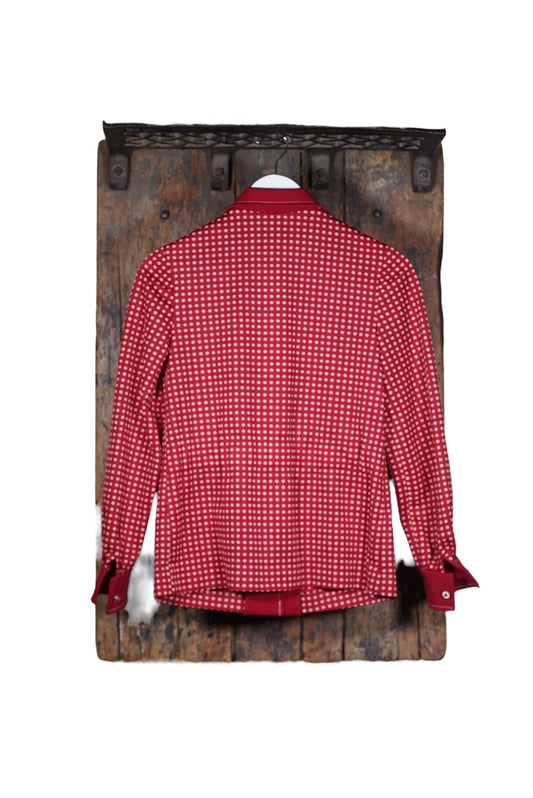 Red Polka Dot Blouse With Collar Size M
