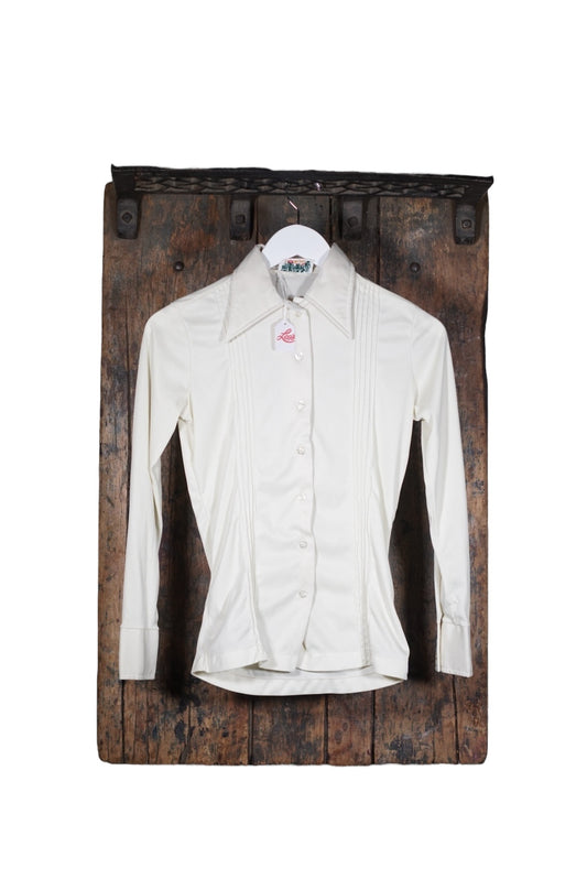 Ivory Pintuck Button-Up Blouse Size M