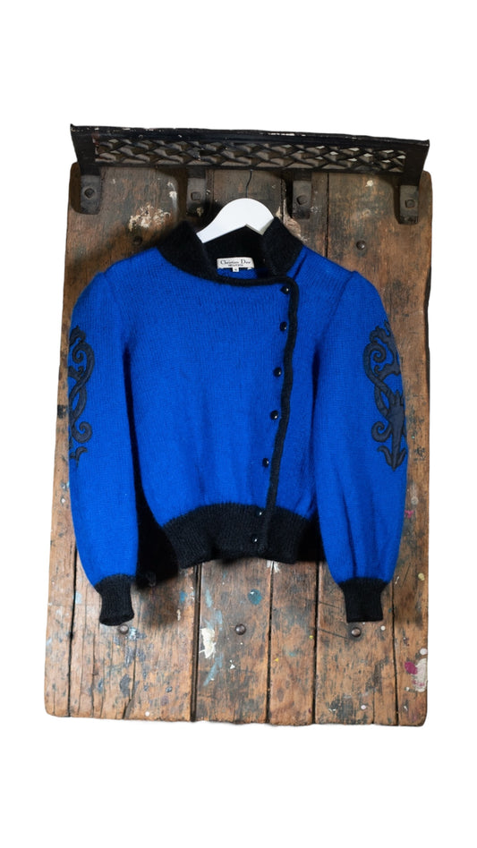 80's Christian Dior Prêt-à-Porter Knit Button-Up Sweater Size M