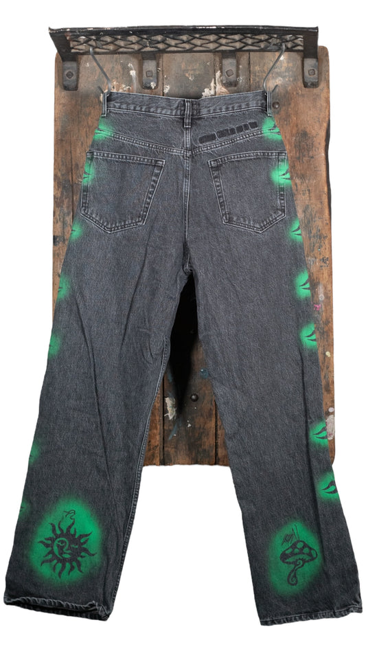 Stussy x Dries Van Noten Black Stenciled Denim Pants