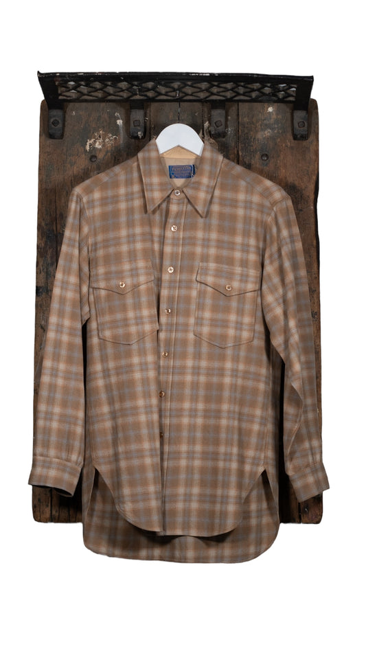 Pendleton Virgin Wool Brown Plaid Button-Up